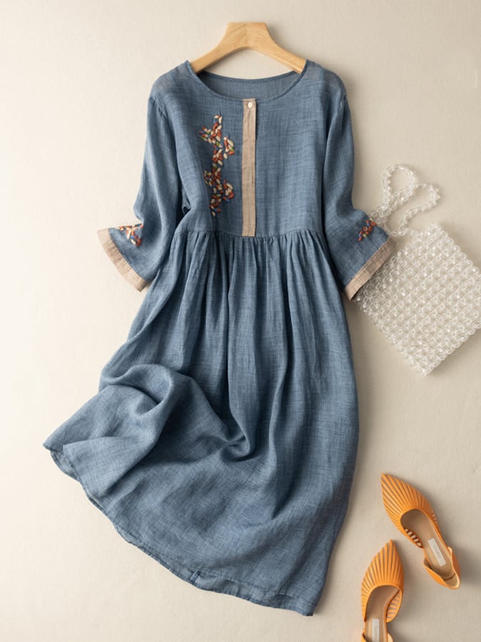 Evelyn | Women’s Summer Embroidered Ethnic Midi Dress