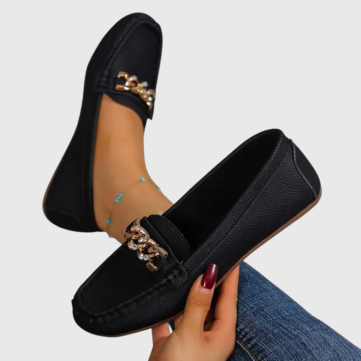 Melissa | Leather Loafers with Chain Detail for Women