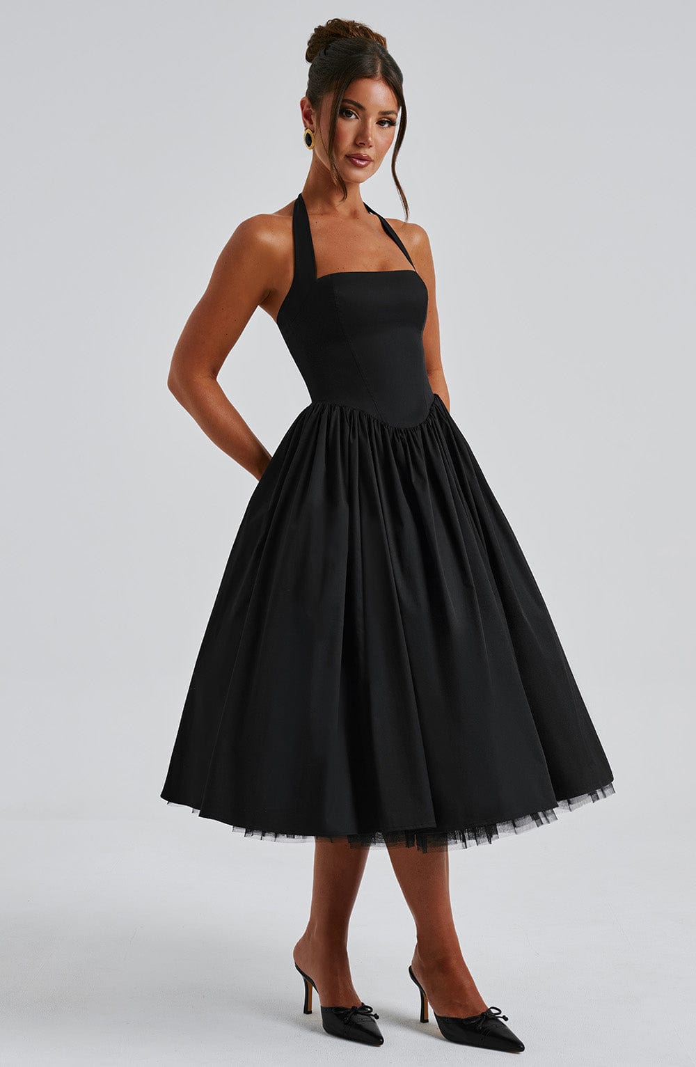 Arden | Women’s Wedding Guest Halter Midi Dress
