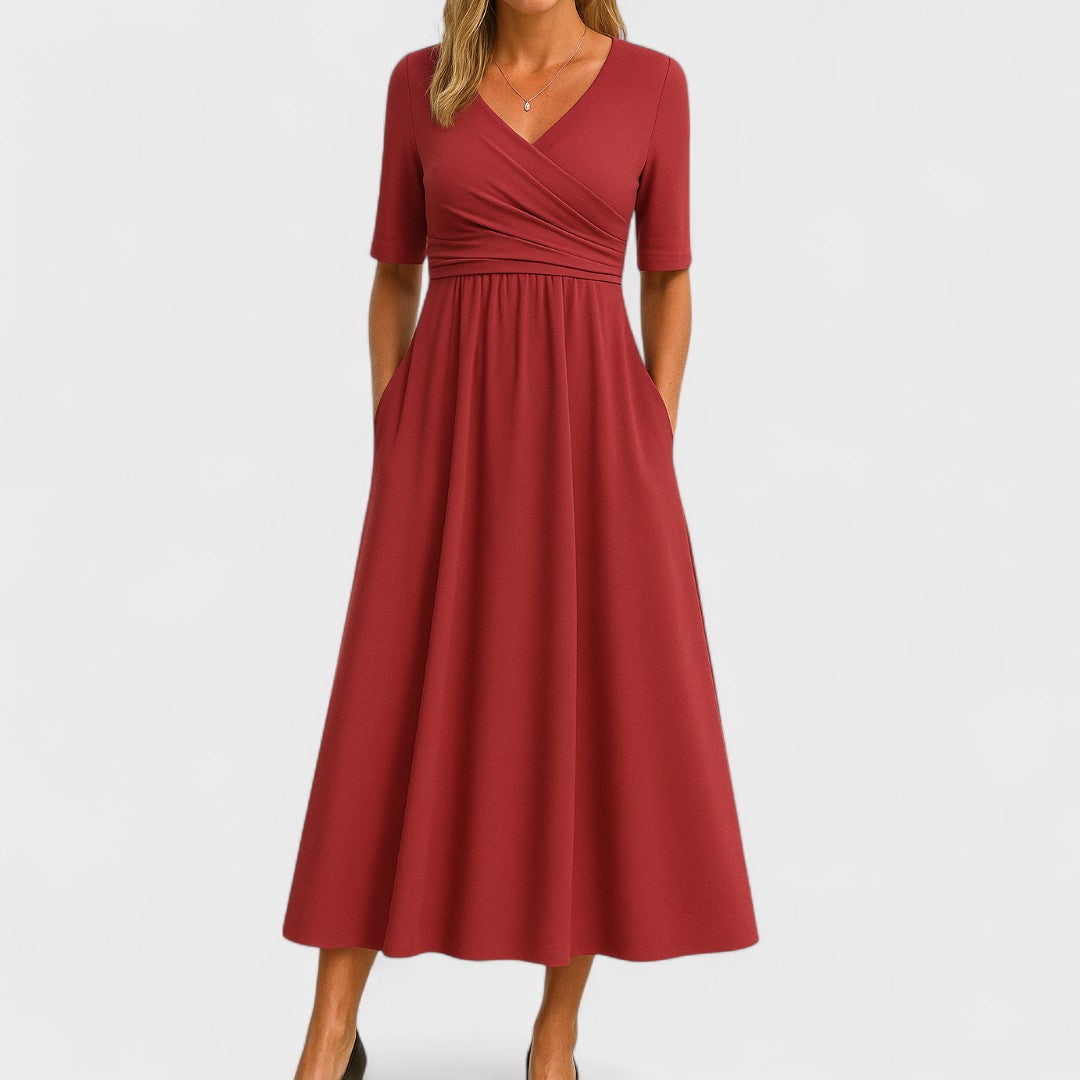 Ella | Womens V Neck Short Sleeve Maxi Dress