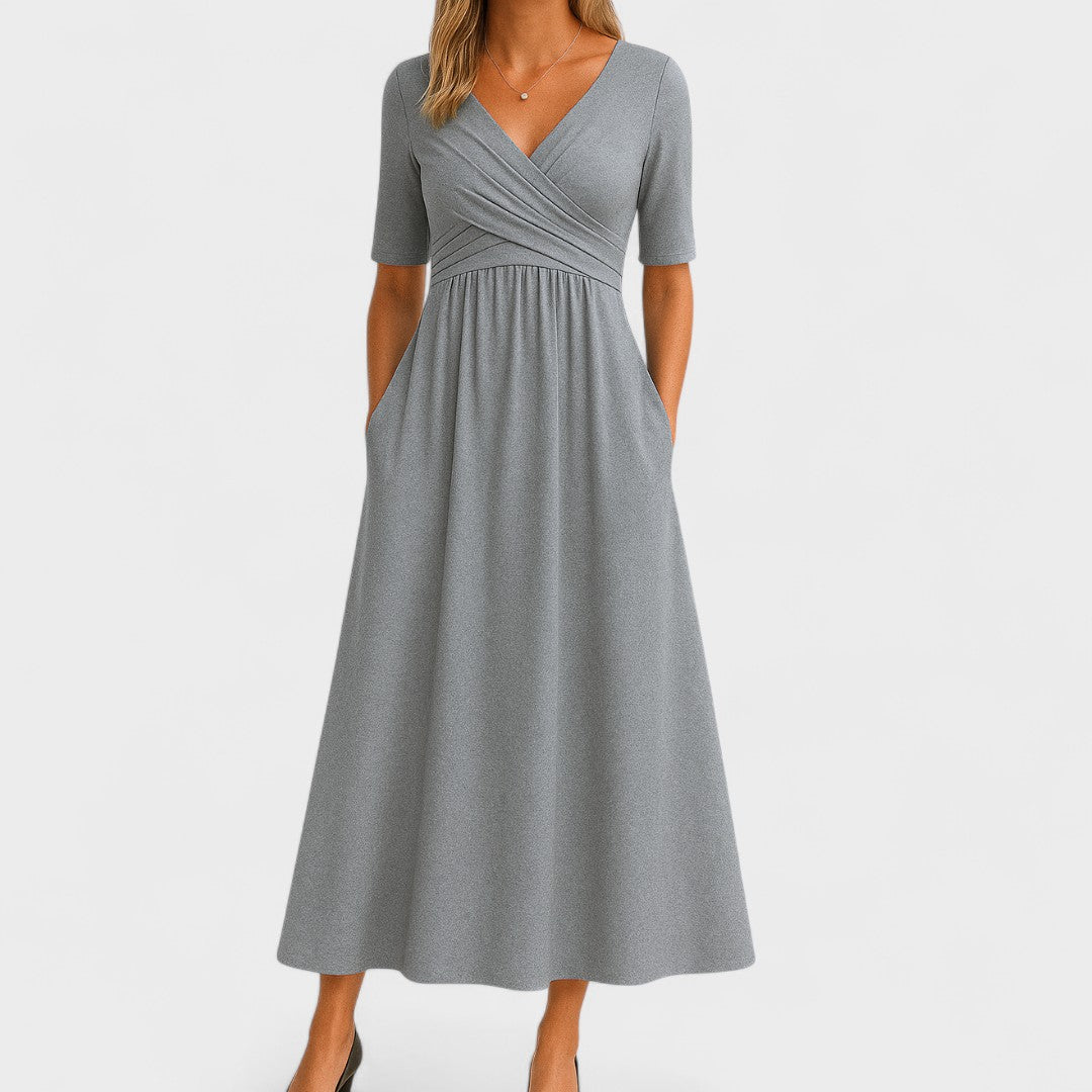 Ella | Womens V Neck Short Sleeve Maxi Dress