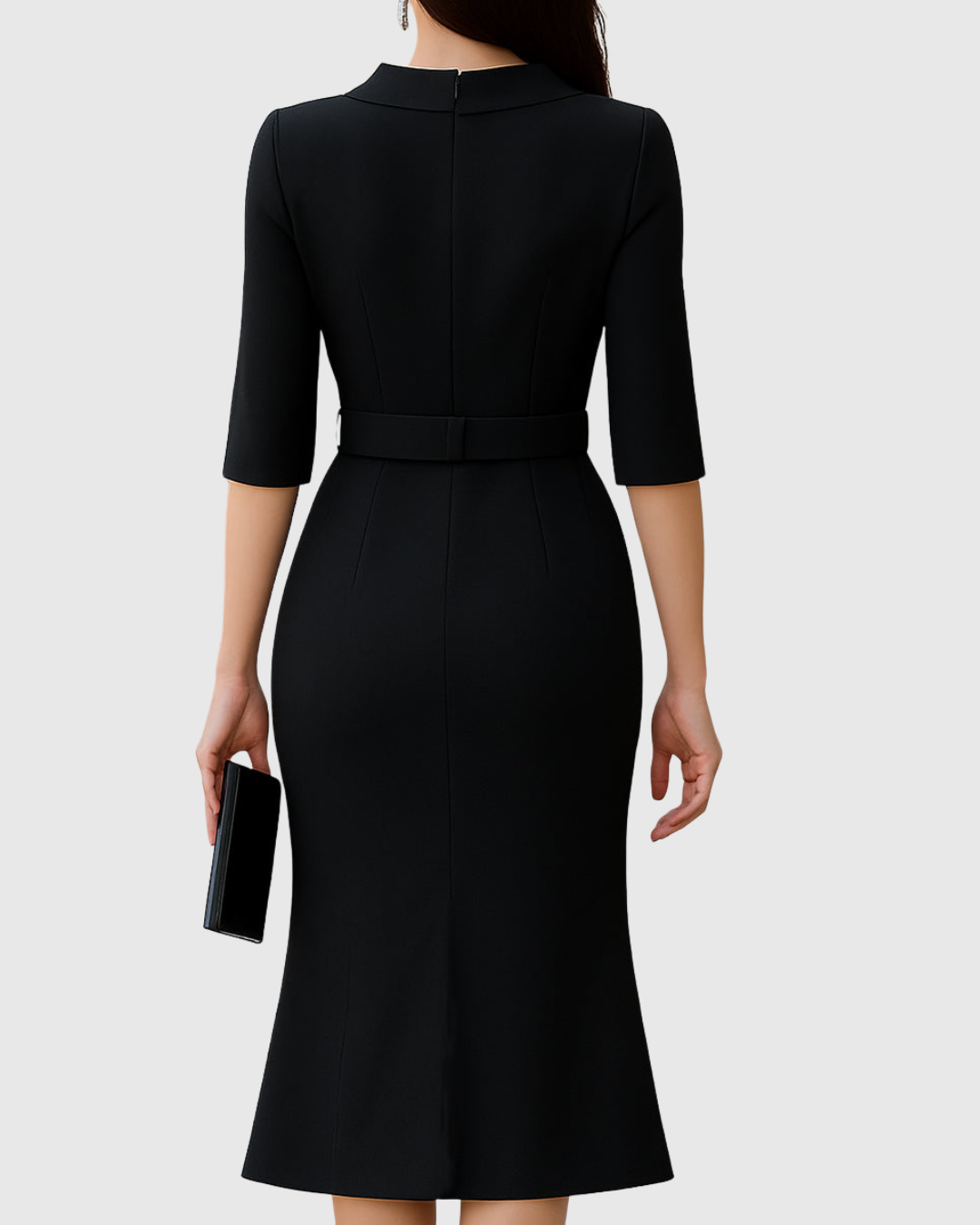 Kate | Womens Elegant Belted Midi Dress