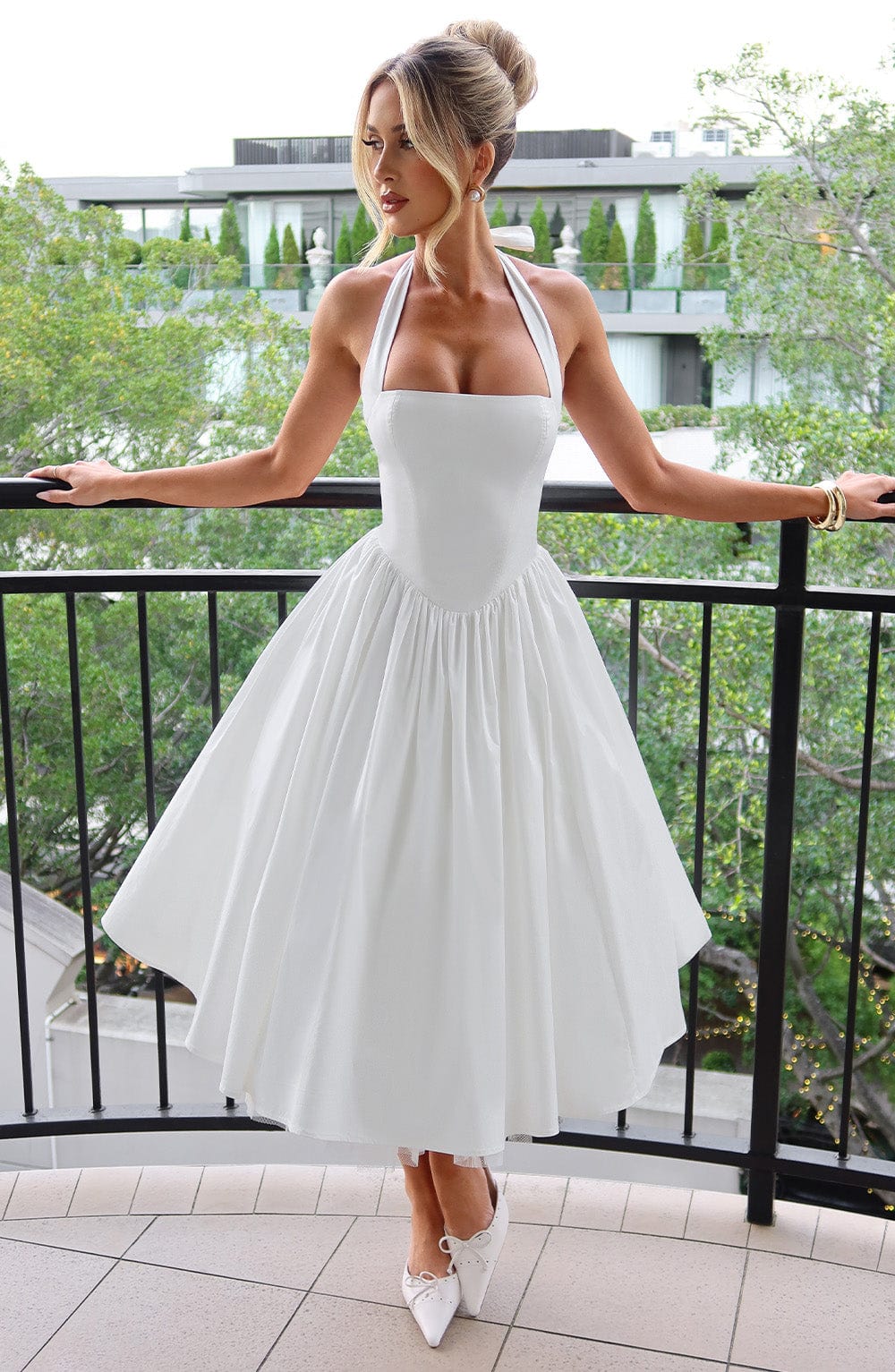 Arden | Women’s Wedding Guest Halter Midi Dress