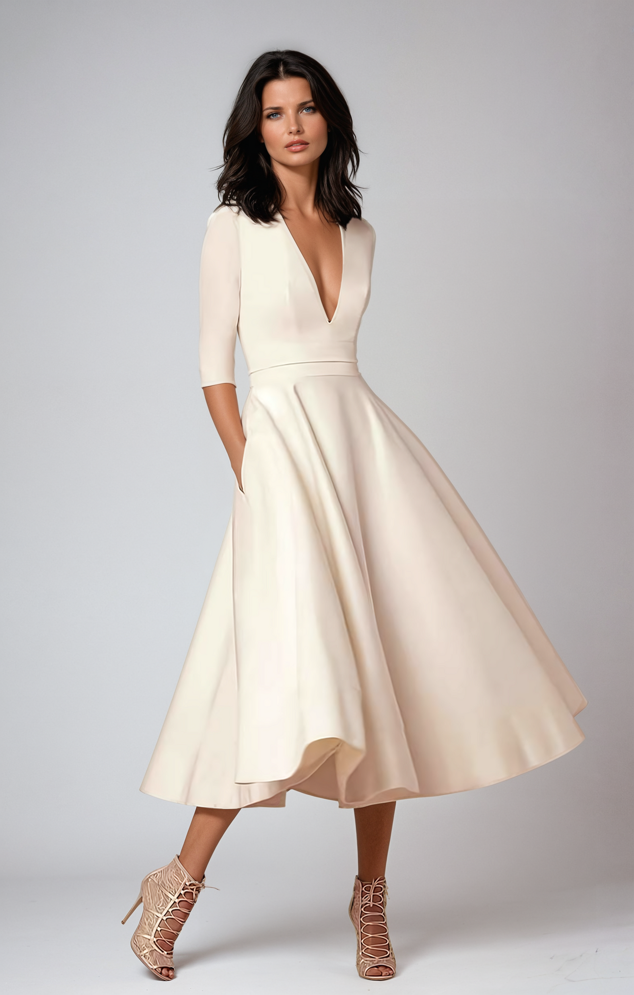 Isabelle | Women’s Wedding Guest Elegant Flared Midi Dress