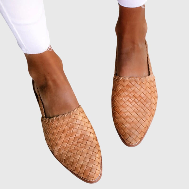 Leah | Woven Open Toe Loafers for Women