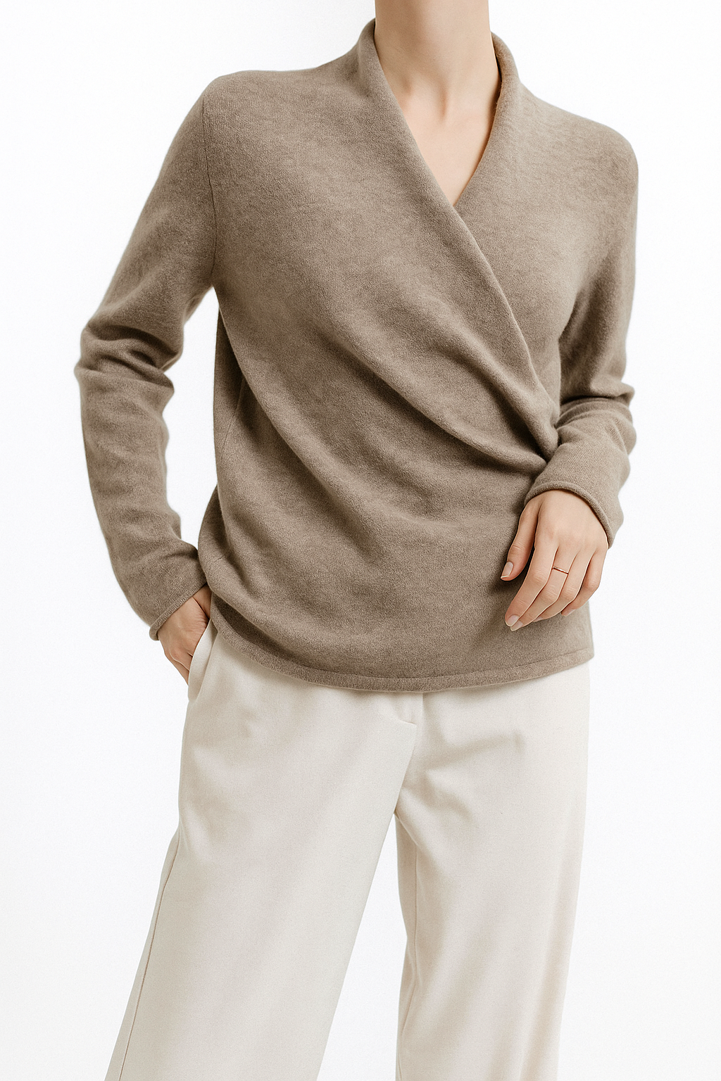 Elizabeth | Women’s Winter Wrap V Neck Knit Sweater