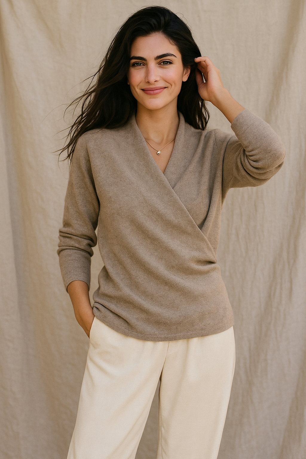Elizabeth | Women’s Winter Wrap V Neck Knit Sweater