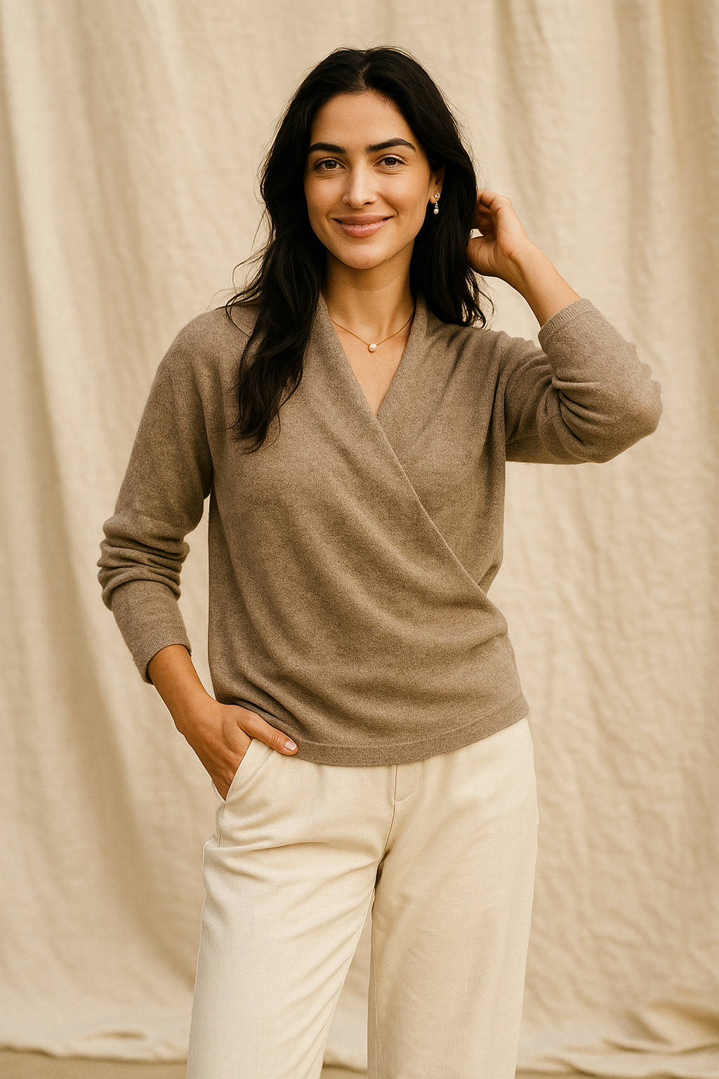 Elizabeth | Women’s Winter Wrap V Neck Knit Sweater
