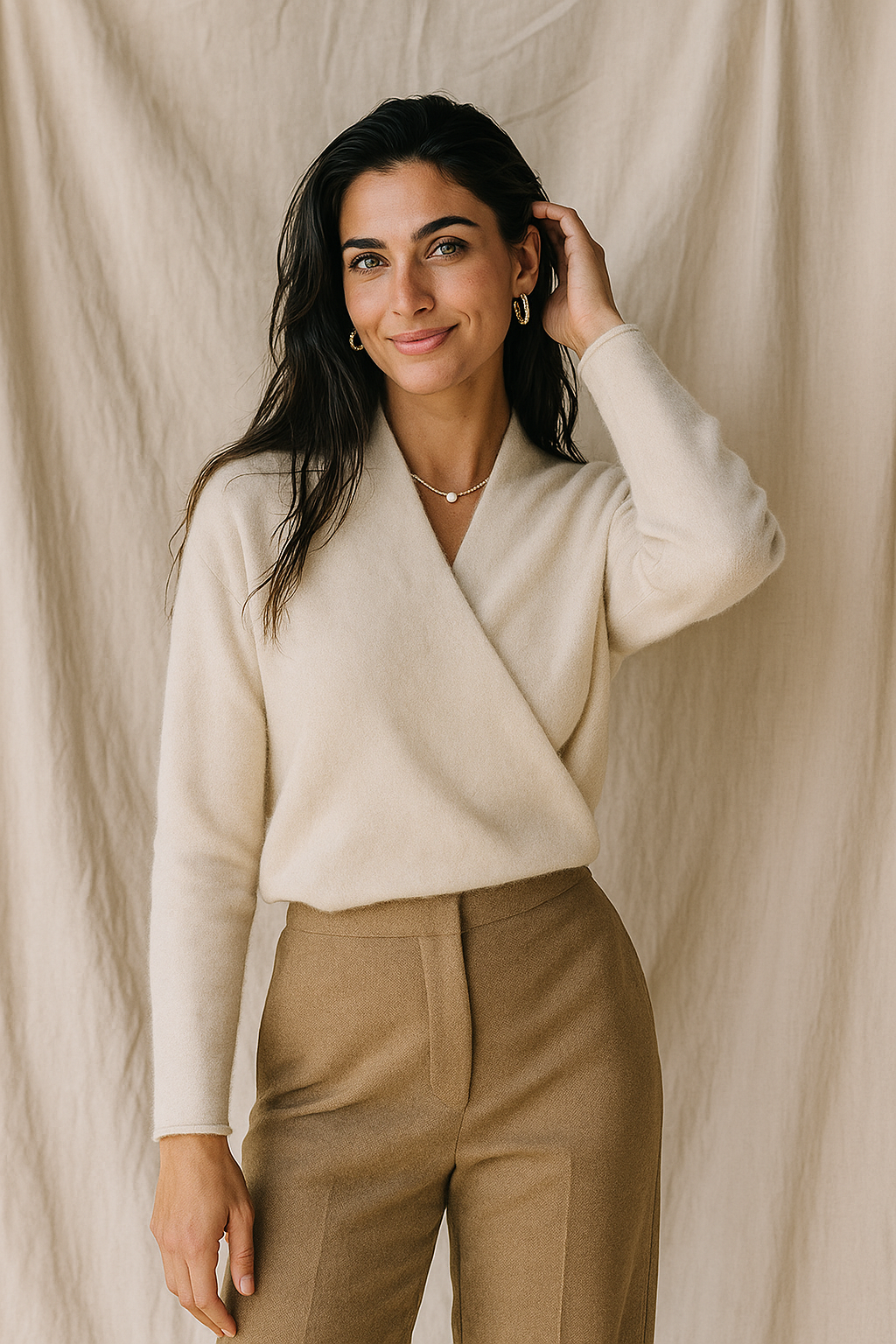 Elizabeth | Women’s Winter Wrap V Neck Knit Sweater