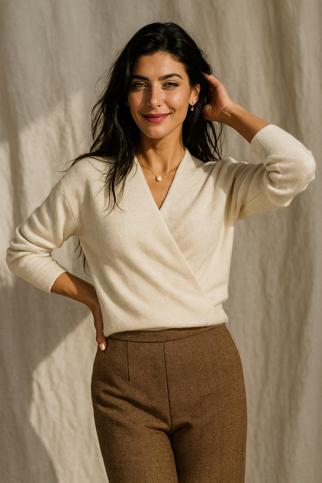 Elizabeth | Women’s Winter Wrap V Neck Knit Sweater