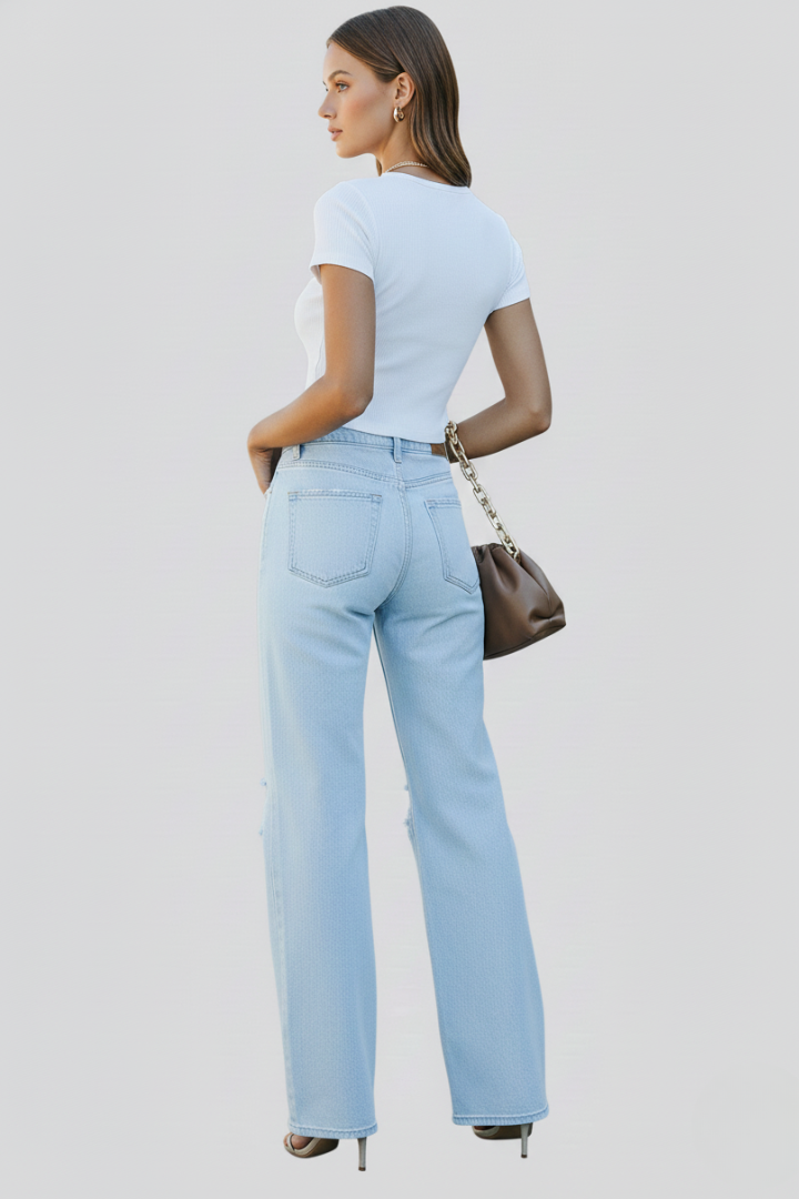 Laura | Women’s Wide-Leg Distressed High-Waist Jeans