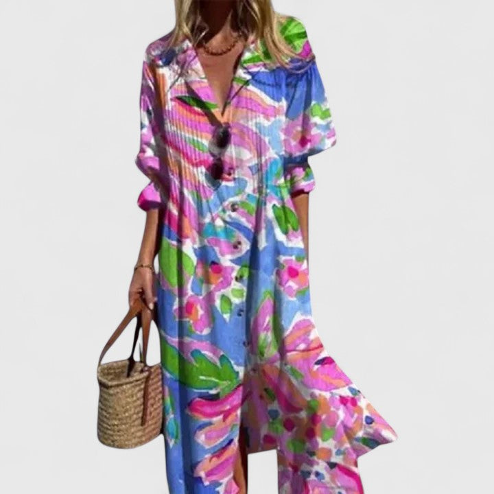 Millie | Women’s Floral Button Front Midi Dress