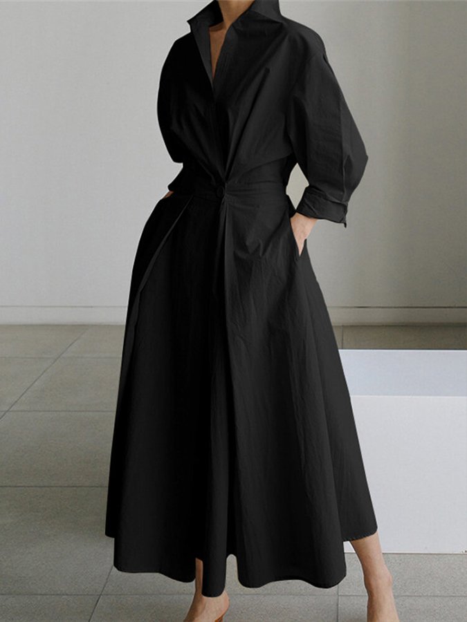 Camille | Women’s Belted Shirt Maxi Dress