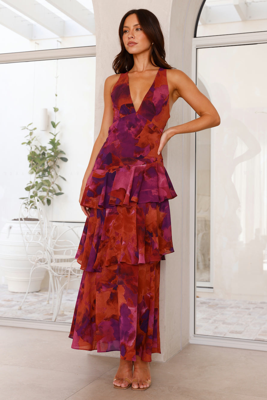 Millie | Women’s Elegant Floral Tiered Maxi Dress