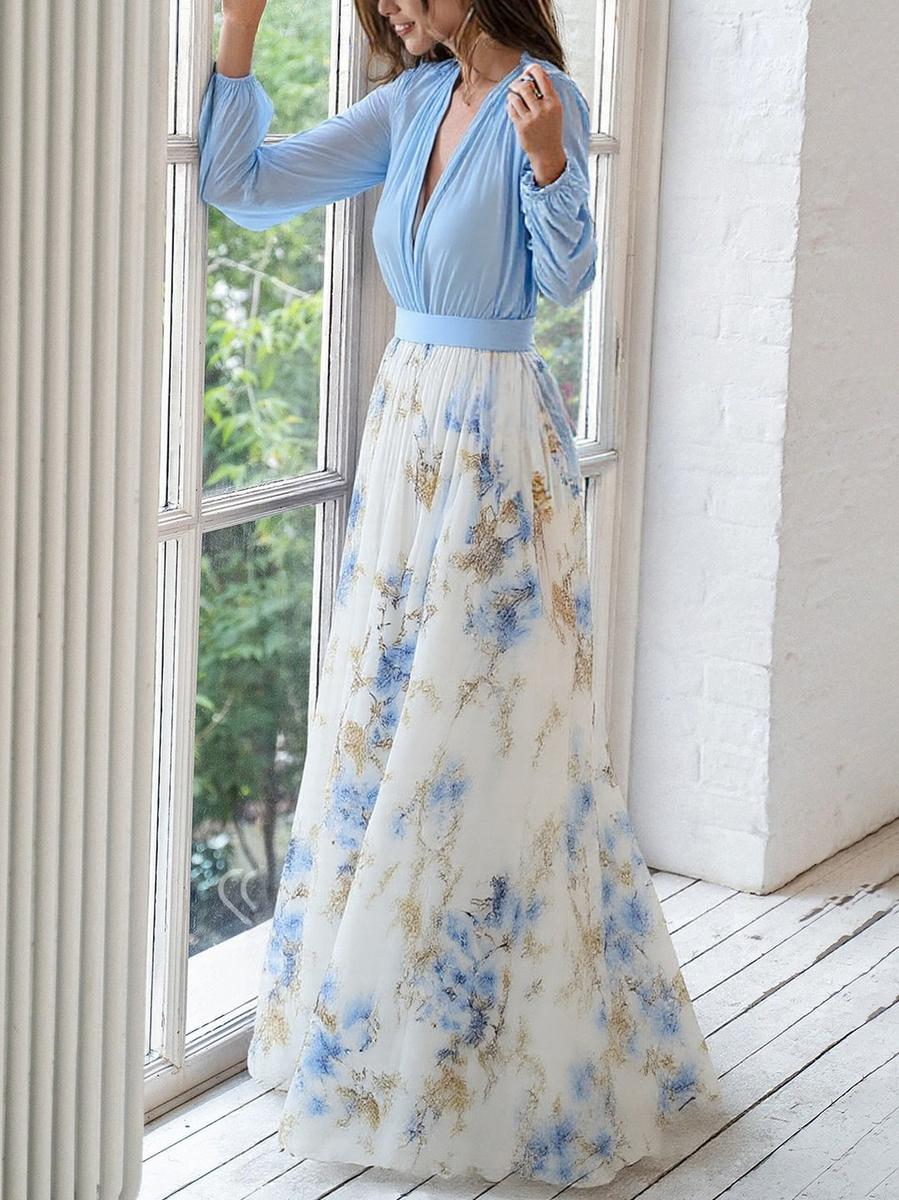 Eleanor | Women Elegant Floral Chiffon Maxi Dress