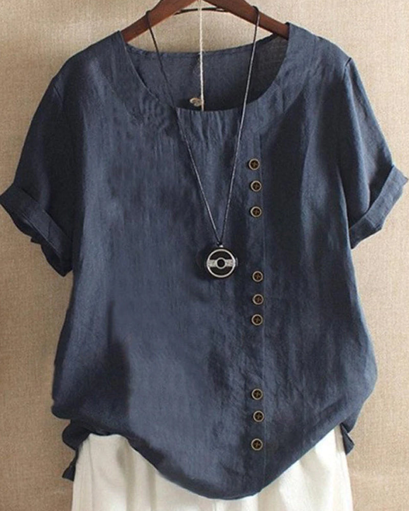 Liam | Women’s Summer Button Detail Casual Blouse