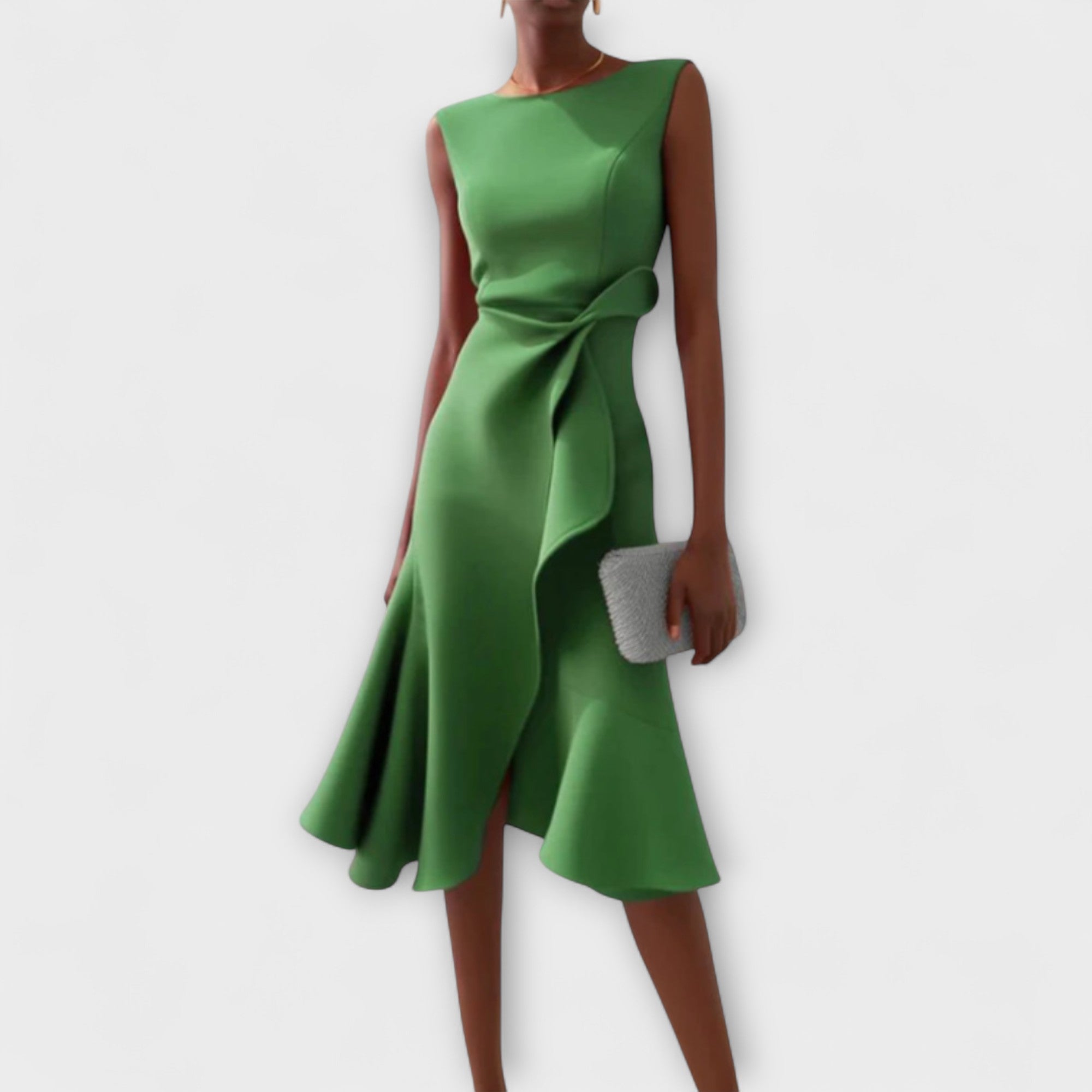 Ava | Women’s Elegant Sleeveless Ruffle Midi Dress