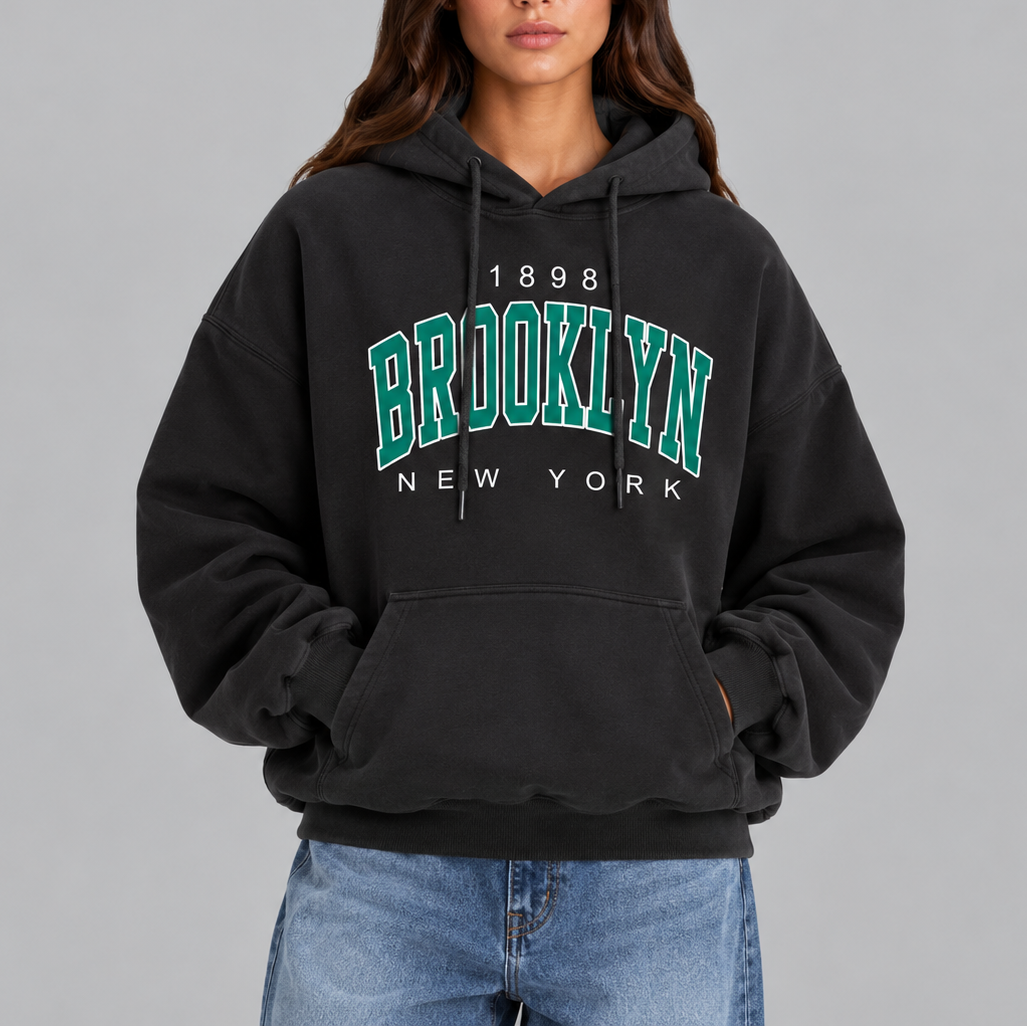 Women's Brooklyn Oversized Hoodie – Casual Pullover Sweatshirt with Pockets