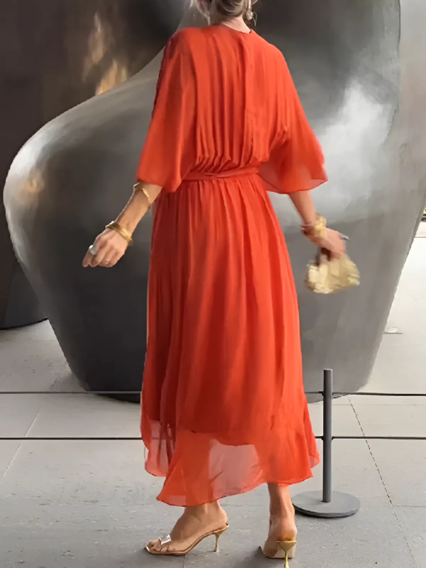 Daisy | Women's Tie Waist Flutter Sleeve Midi Dress