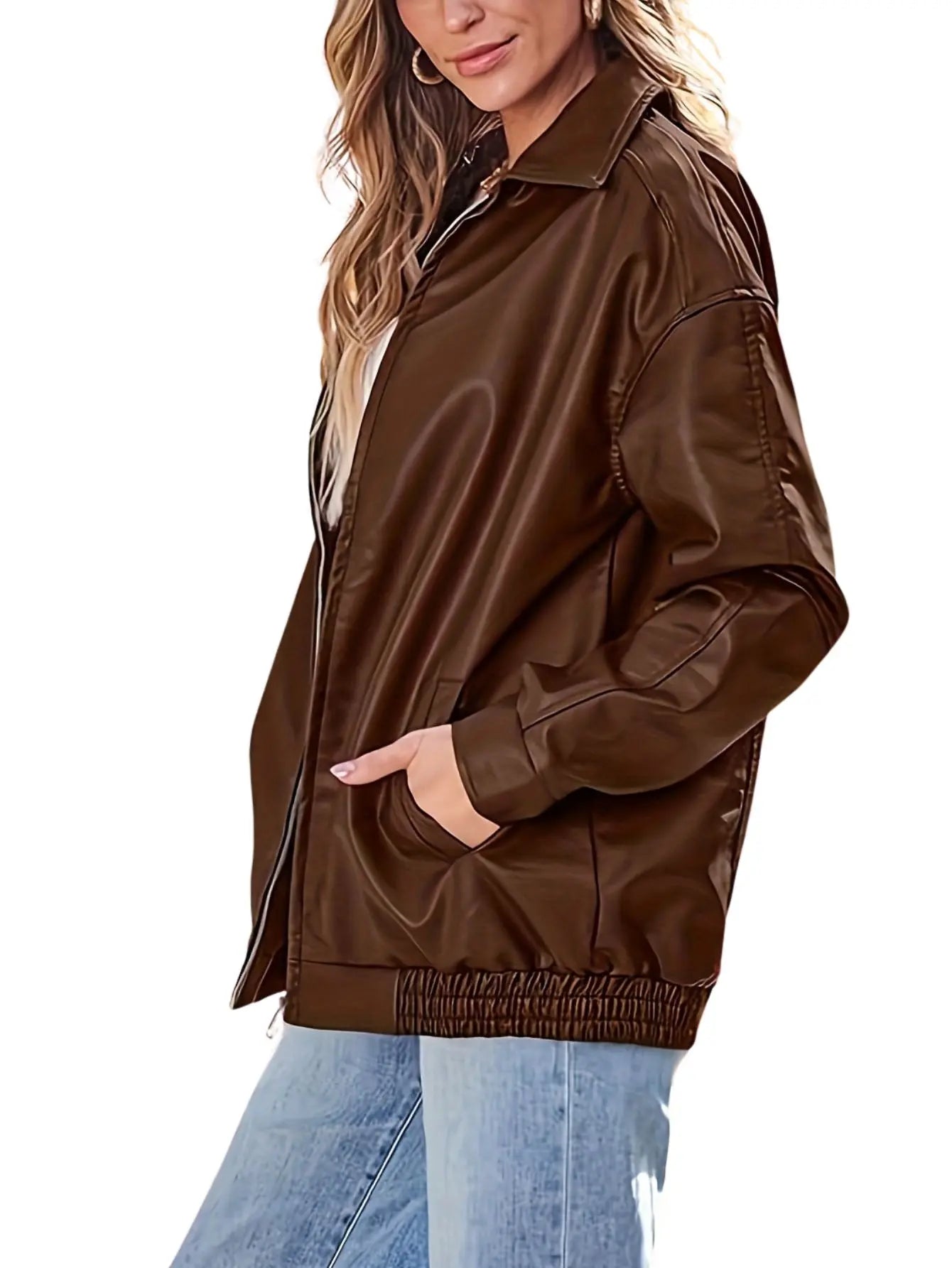 Eloise | Women’s Classic Oversized Leather Bomber jacket