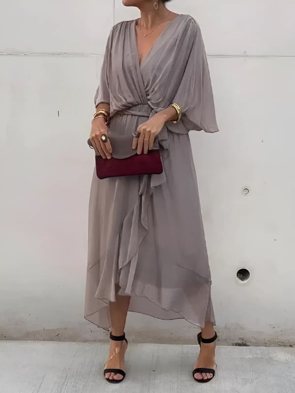 Daisy | Women's Tie Waist Flutter Sleeve Midi Dress