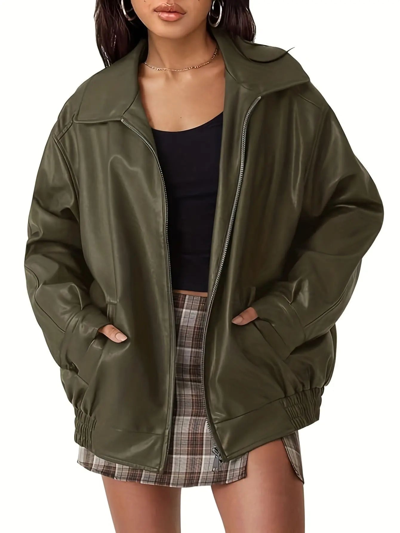 Eloise | Women’s Classic Oversized Leather Bomber jacket