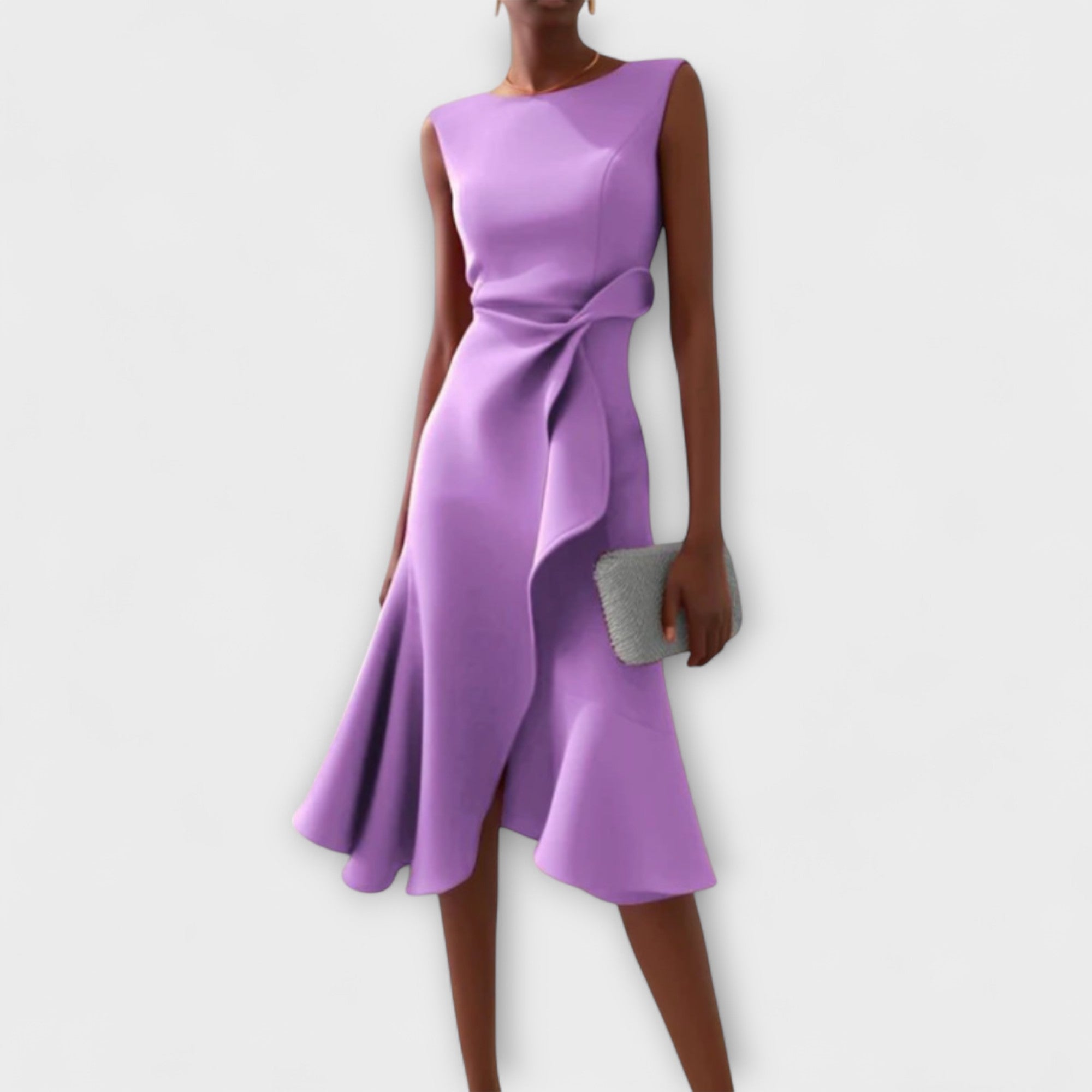 Ava | Women’s Elegant Sleeveless Ruffle Midi Dress