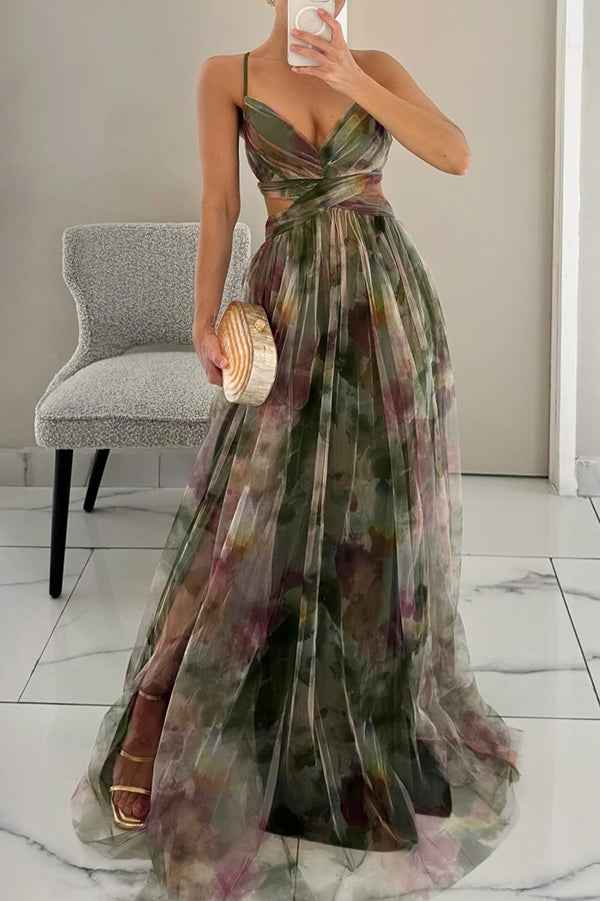 Alice | Women’s Printed Spaghetti Strap Maxi Dress