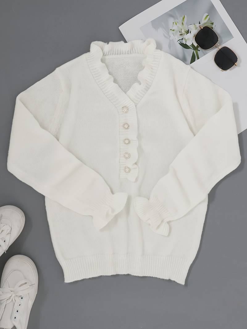 Darcey | Ruffle Blouse with Decorative Buttons for Women