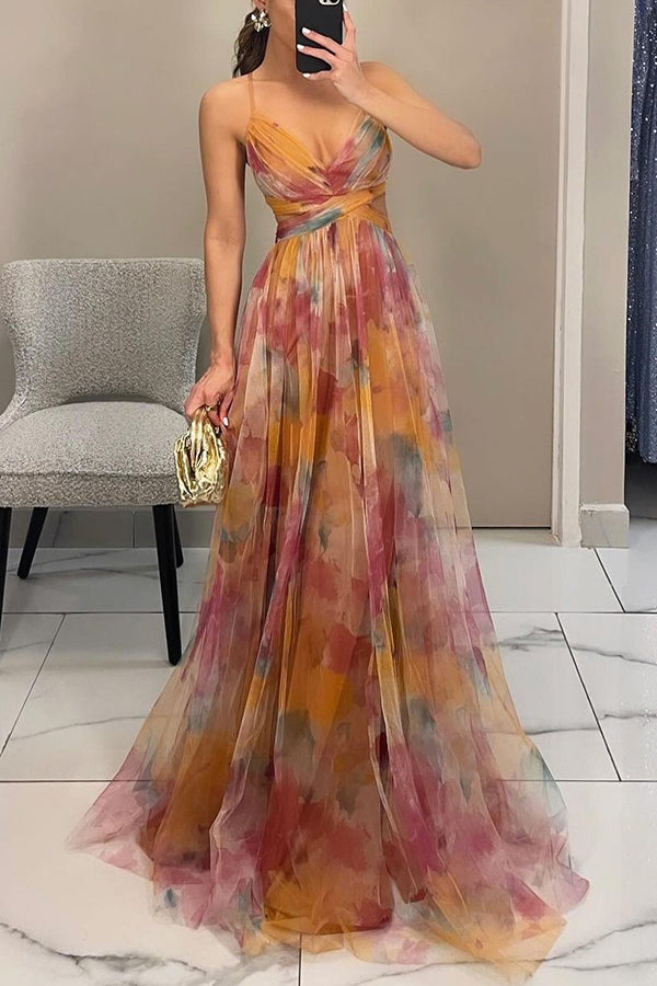 Alice | Women’s Printed Spaghetti Strap Maxi Dress