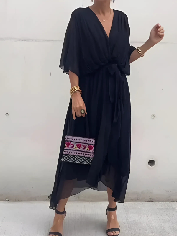 Daisy | Women's Tie Waist Flutter Sleeve Midi Dress
