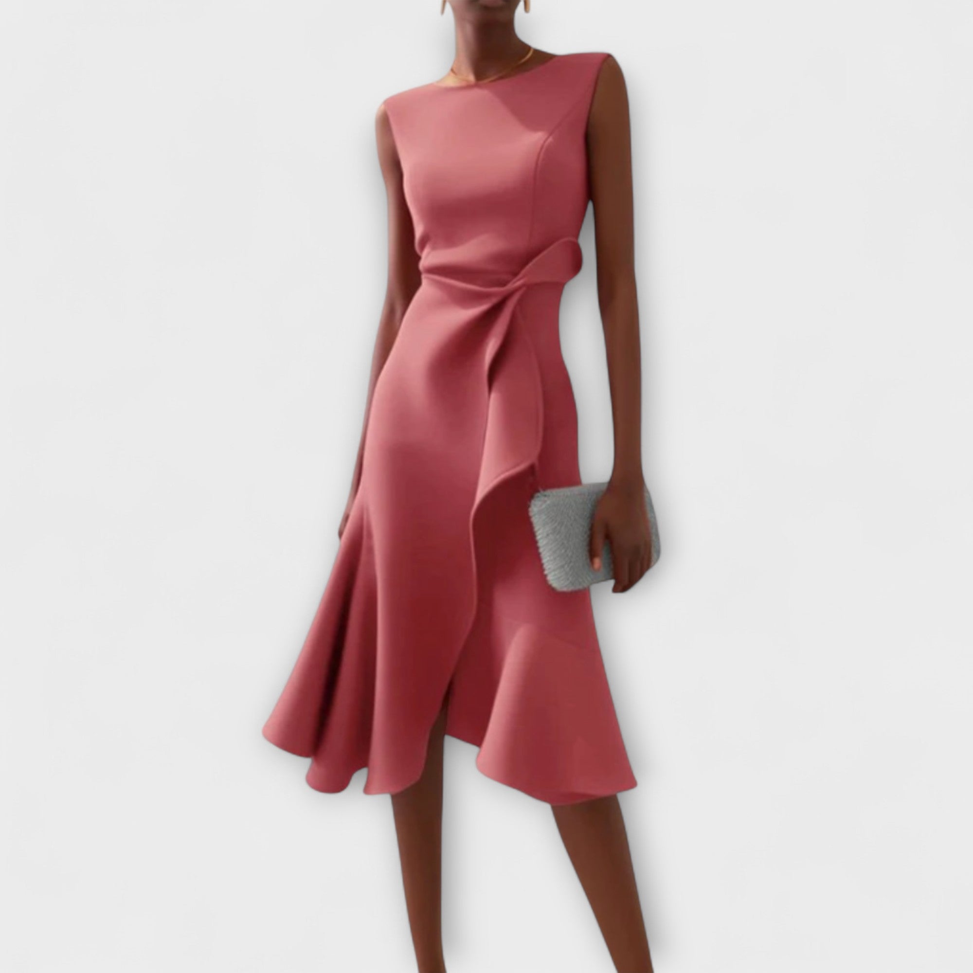 Ava | Women’s Elegant Sleeveless Ruffle Midi Dress