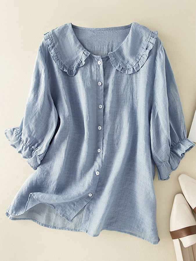 Emma | Women Loose Fit Ruffle Collar Shirt