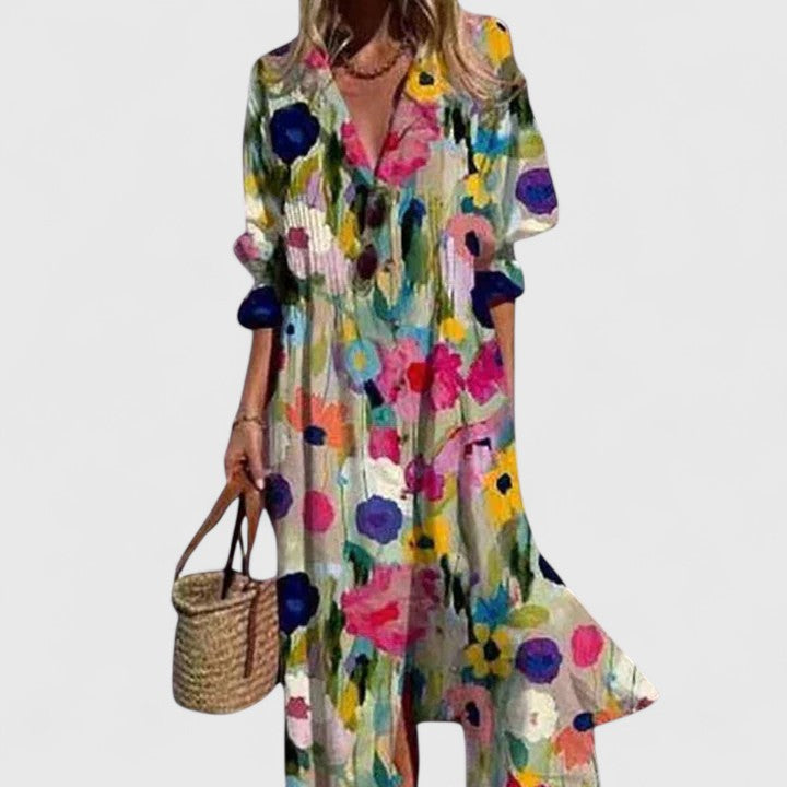 Millie | Women’s Floral Button Front Midi Dress