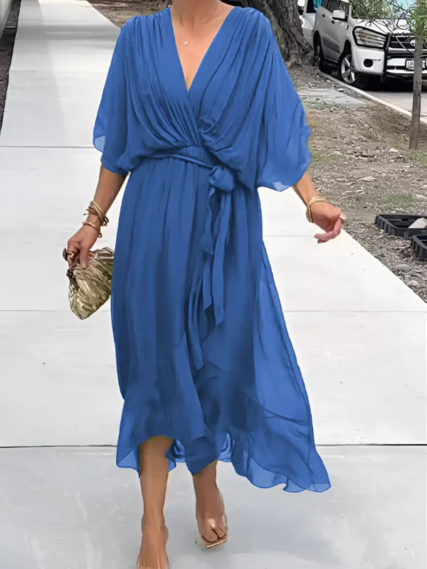 Daisy | Women's Tie Waist Flutter Sleeve Midi Dress
