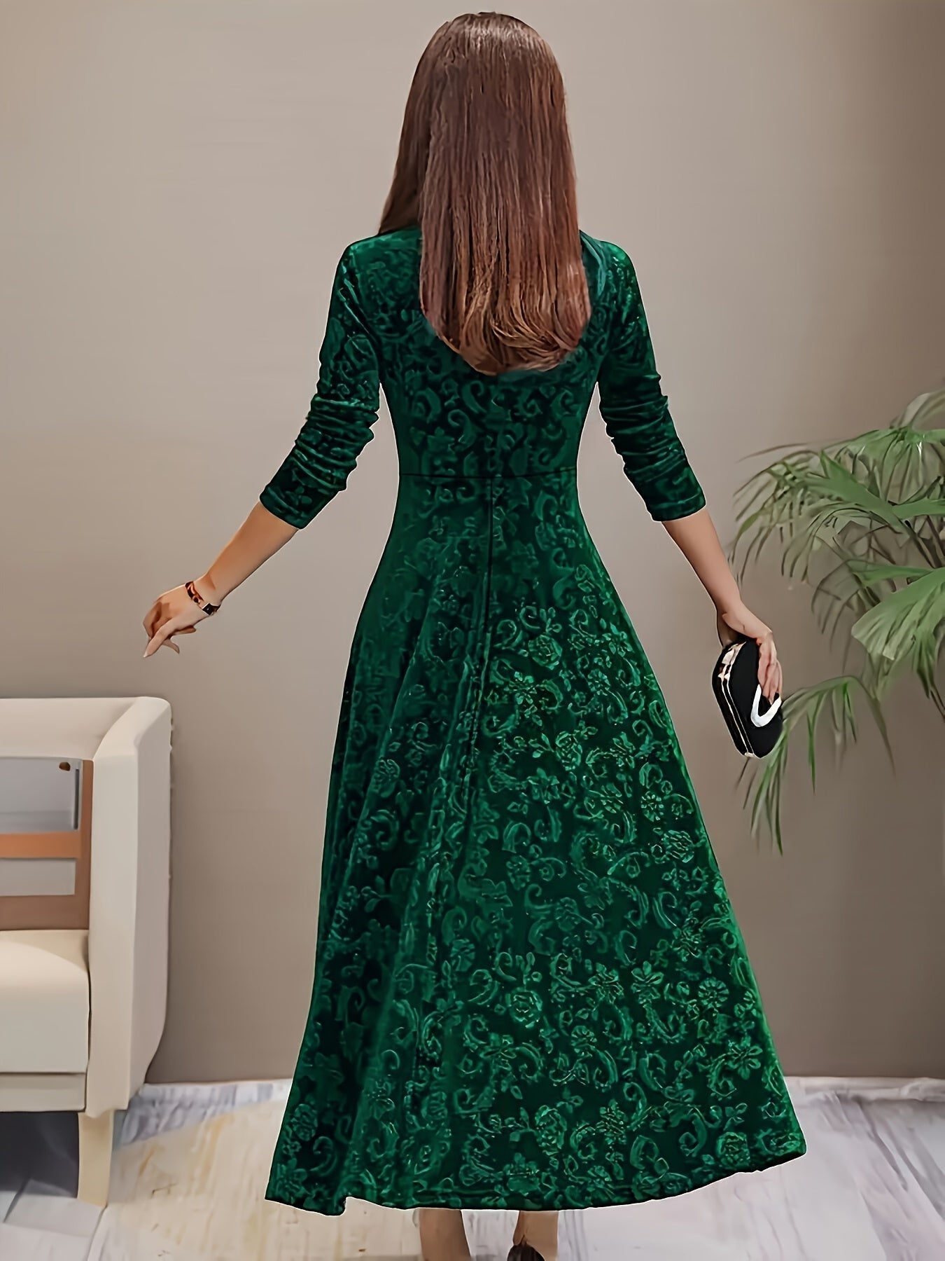 Bethany | Women’s Graceful Floral Design Midi Dress