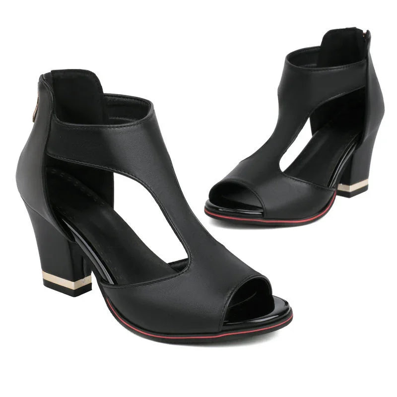 Marley | Luxury Cut-Out Block Heel Sandals