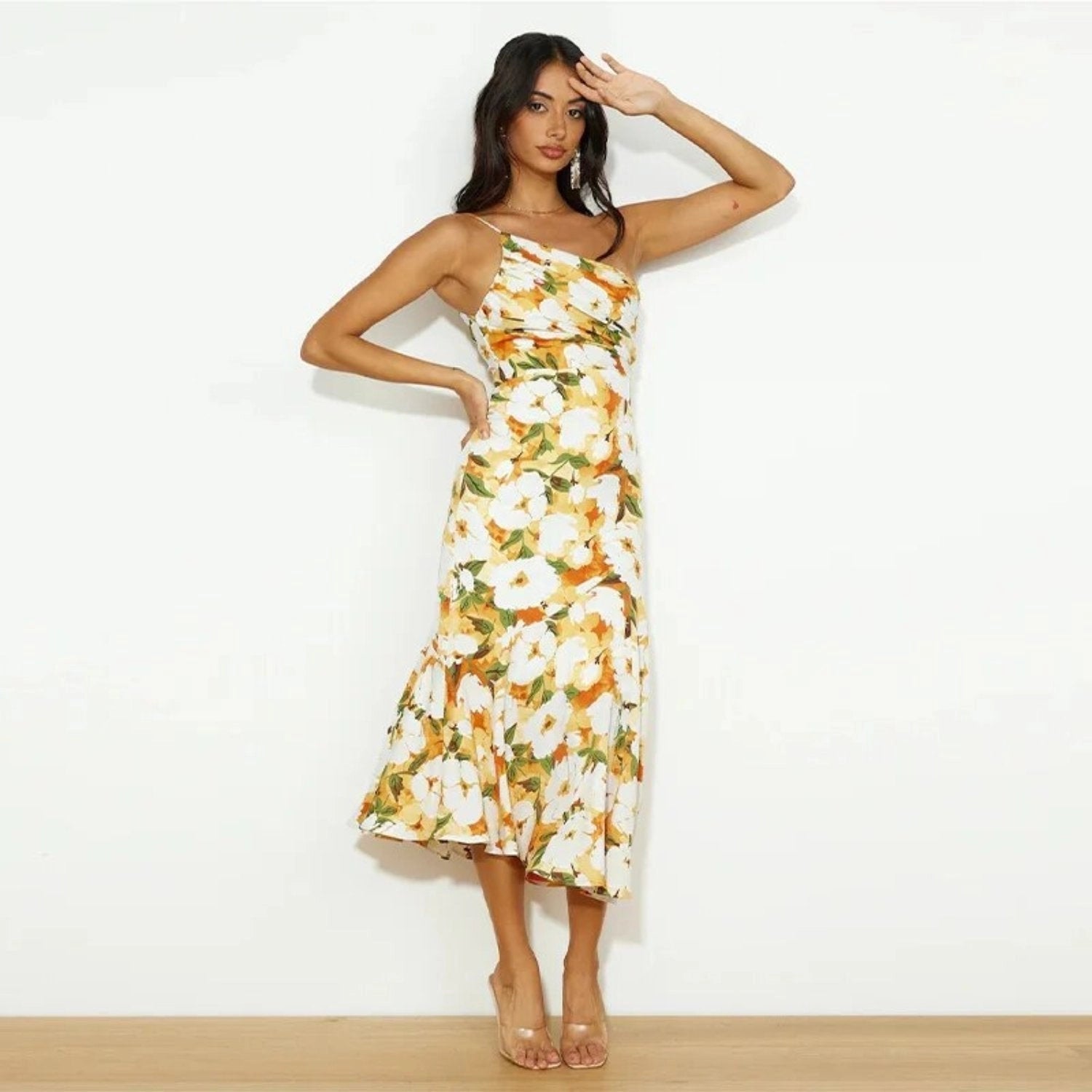 Gabriella | Women’s Summer Maxi Dress with Asymmetrical Cut and Floral Pattern