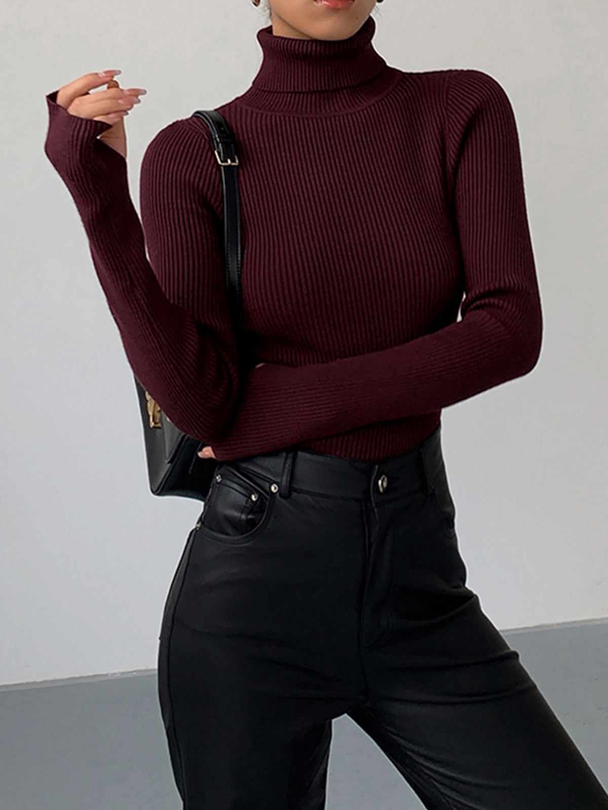Ruby | Women’s Minimalist Slim Turtleneck Stretch Top