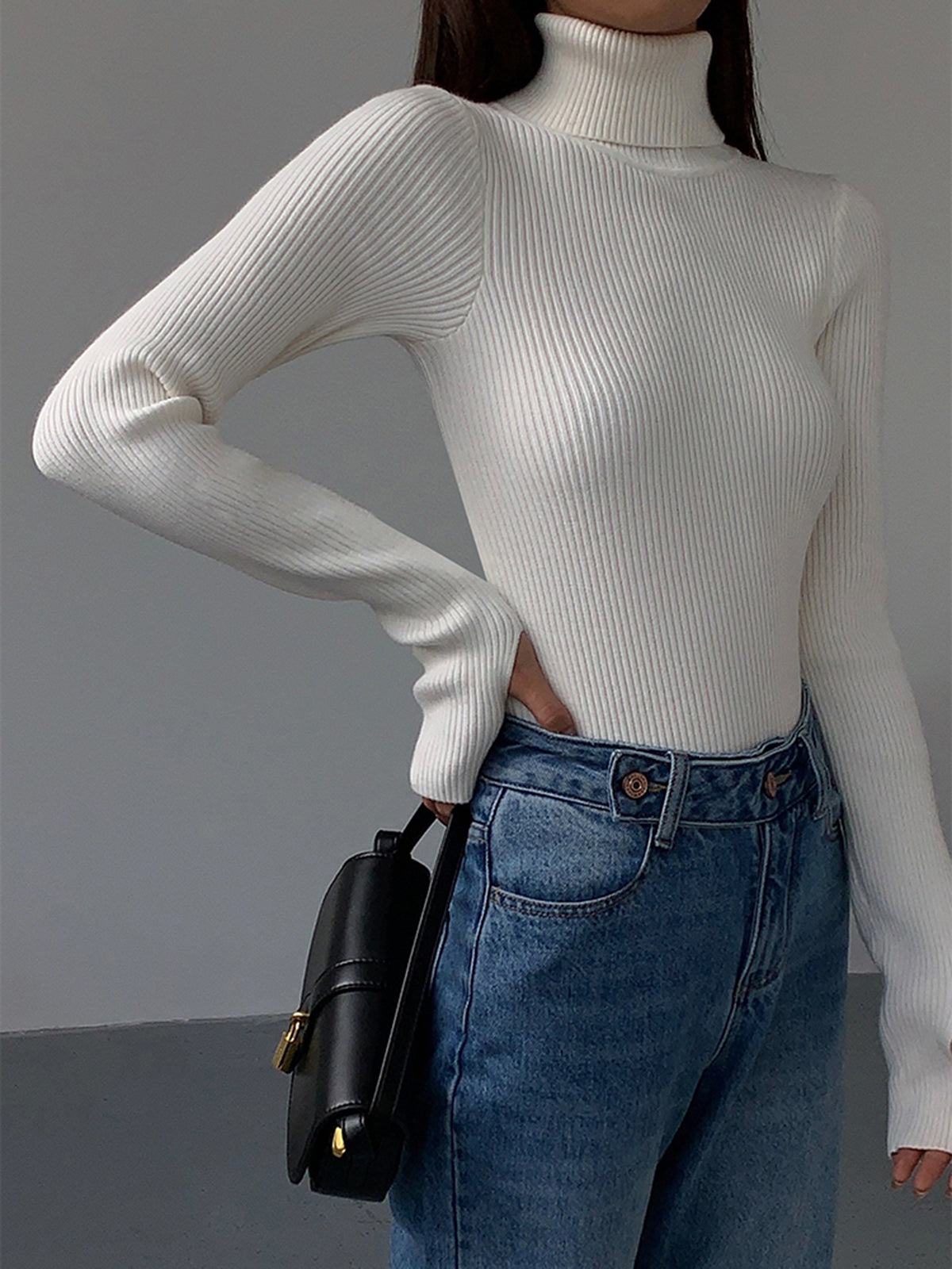 Ruby | Women’s Minimalist Slim Turtleneck Stretch Top