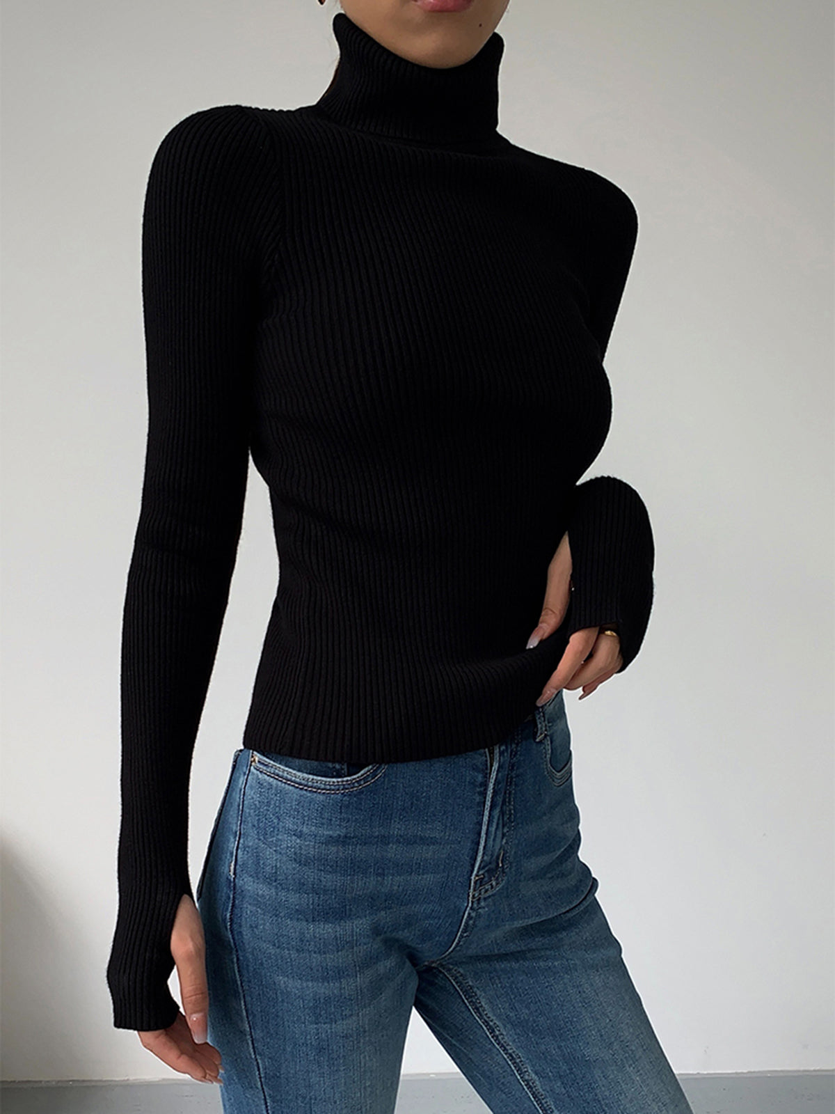 Ruby | Women’s Minimalist Slim Turtleneck Stretch Top