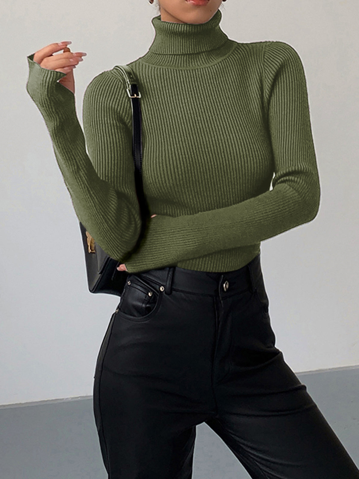 Ruby | Women’s Minimalist Slim Turtleneck Stretch Top