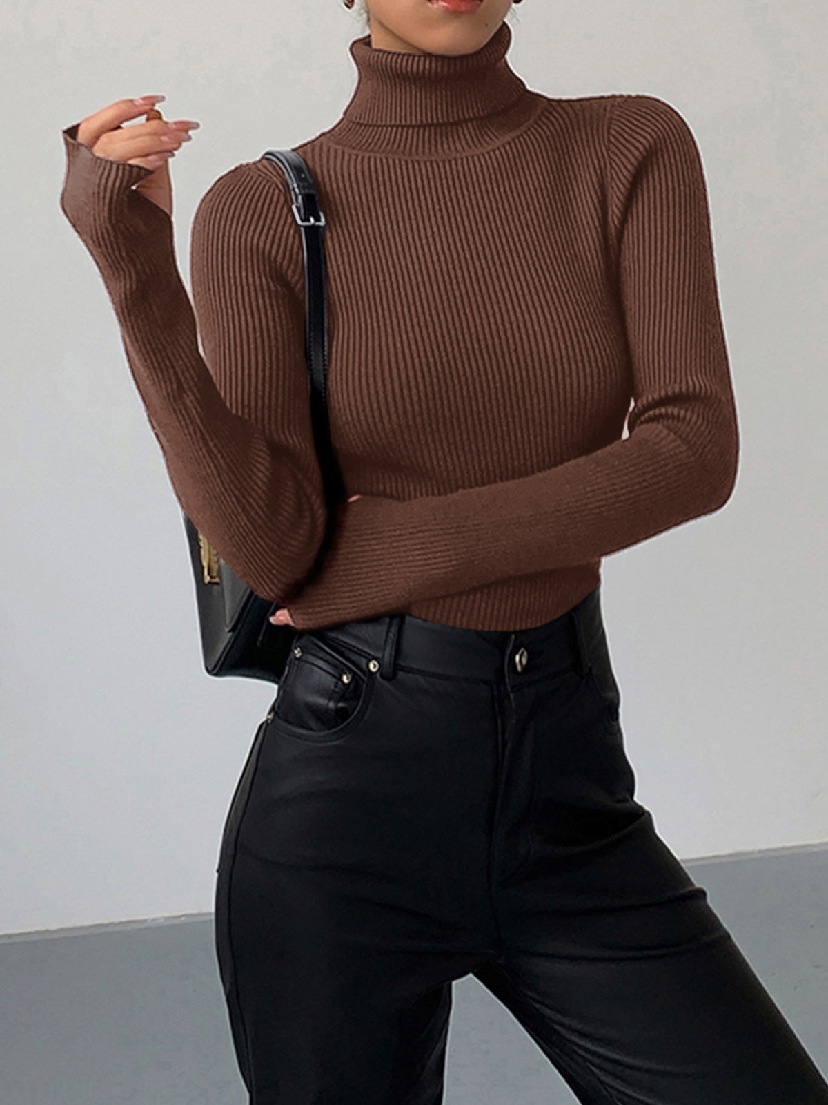 Ruby | Women’s Minimalist Slim Turtleneck Stretch Top