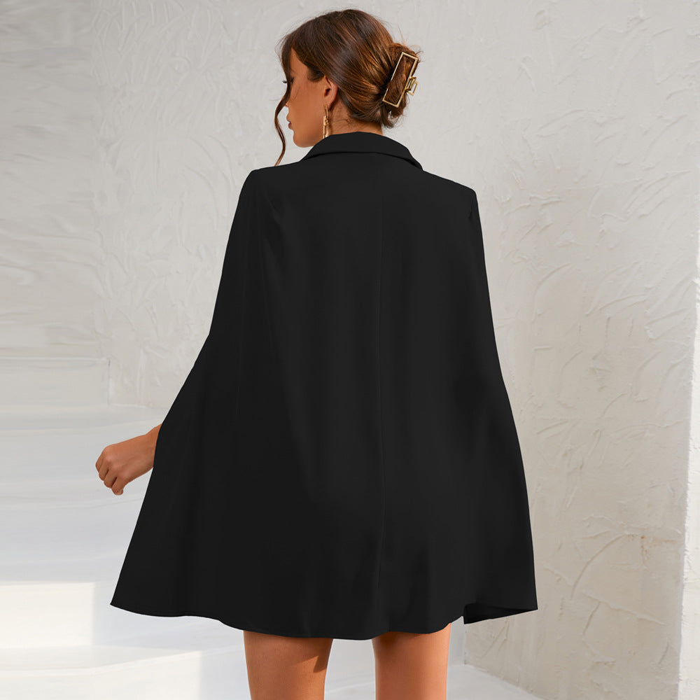 Lauren | Women’s Cape Blazer Mini Dress Gold Buttons