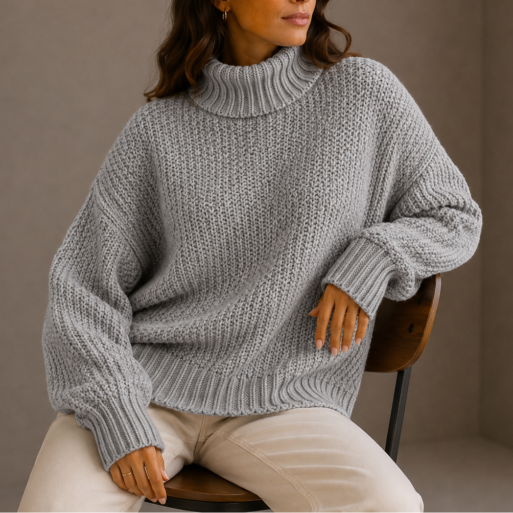 Women's Chunky Turtleneck Sweater – Oversized Knit Jumper