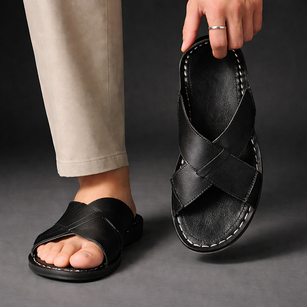 Noah™ | Wide Strap Leather Sandals