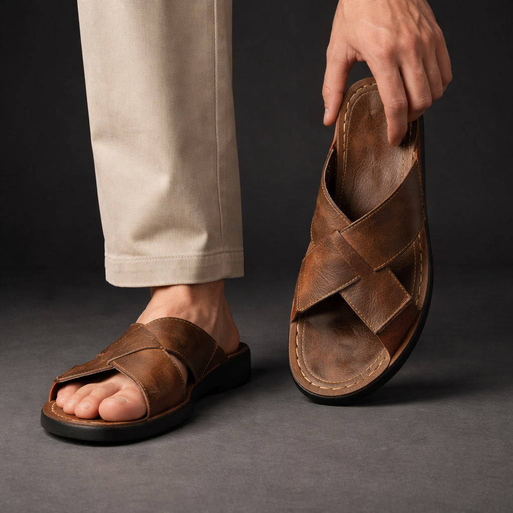 Noah™ | Wide Strap Leather Sandals