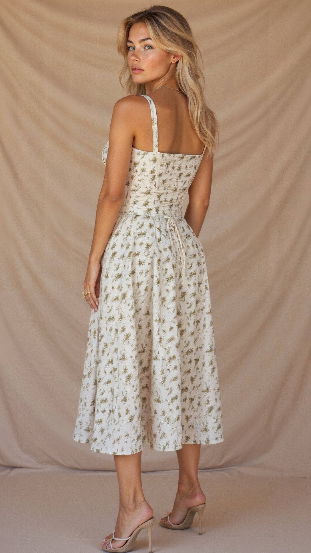 Emily | Women’s Corset Midi Dress Flowing Skirt
