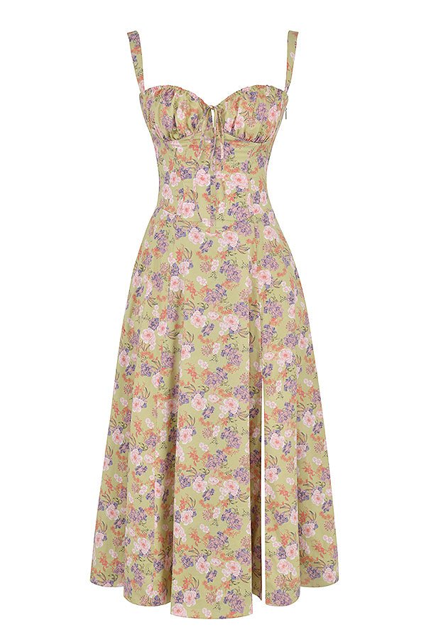 Emily | Women’s Corset Midi Dress Flowing Skirt