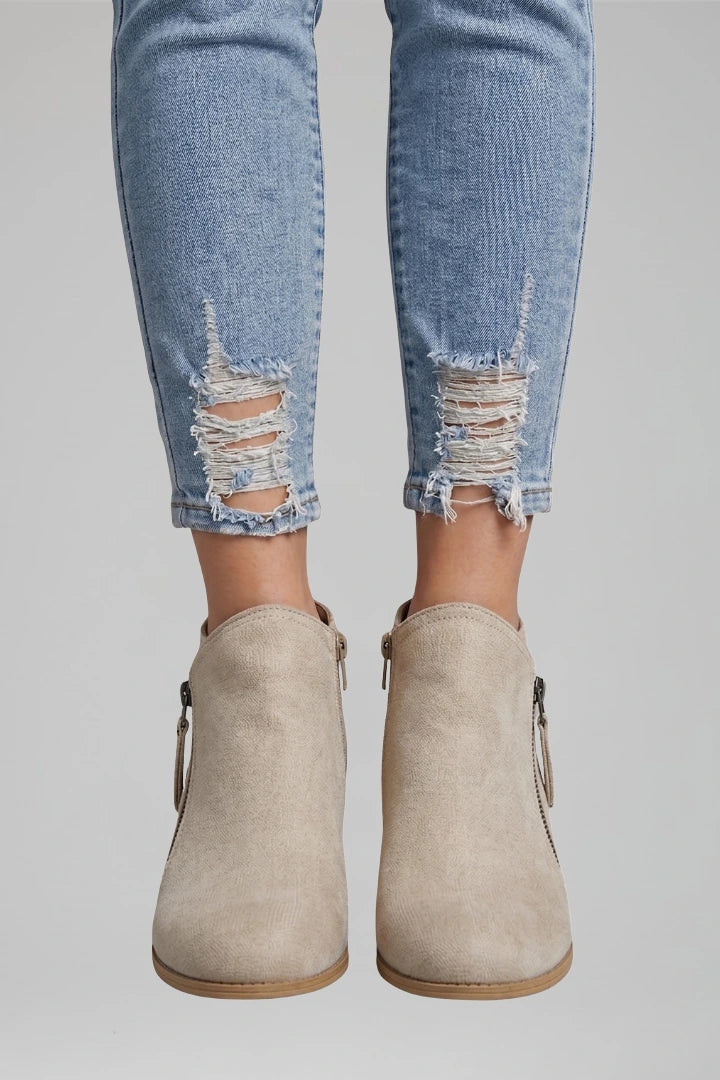 Noah | Suede Side Zipper Ankle Boots